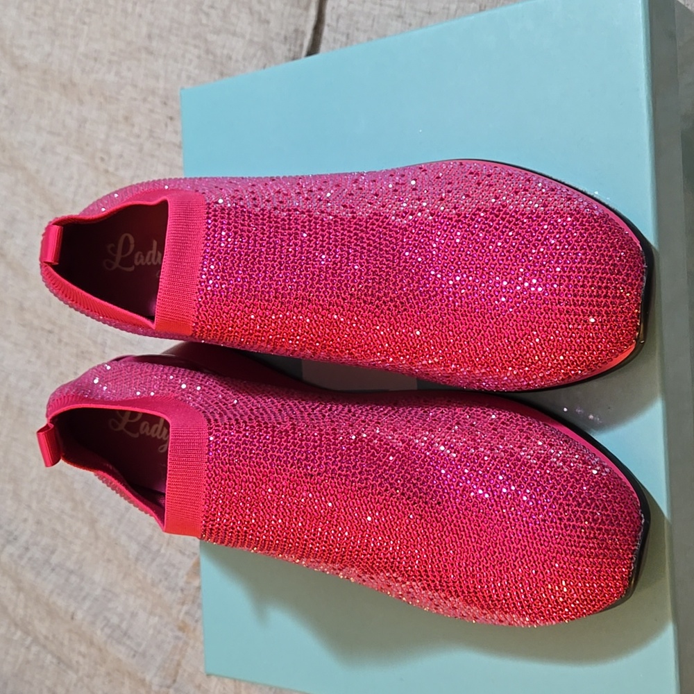 NIB BEAUTIFUL Fushia rhinestone sneakers
